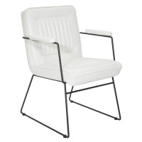 OSP Home Furnishings GTC-W32 GT Chair in White Faux Leather with Black Sled Base